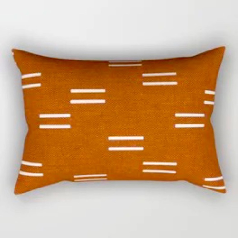 double dash - burnt orange Rectangular Pillow by Little Arrow Decor. Pair/ 2